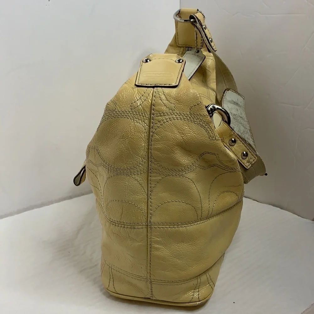 Coach creamy yellow  Patent Leather Hobo #  F17421